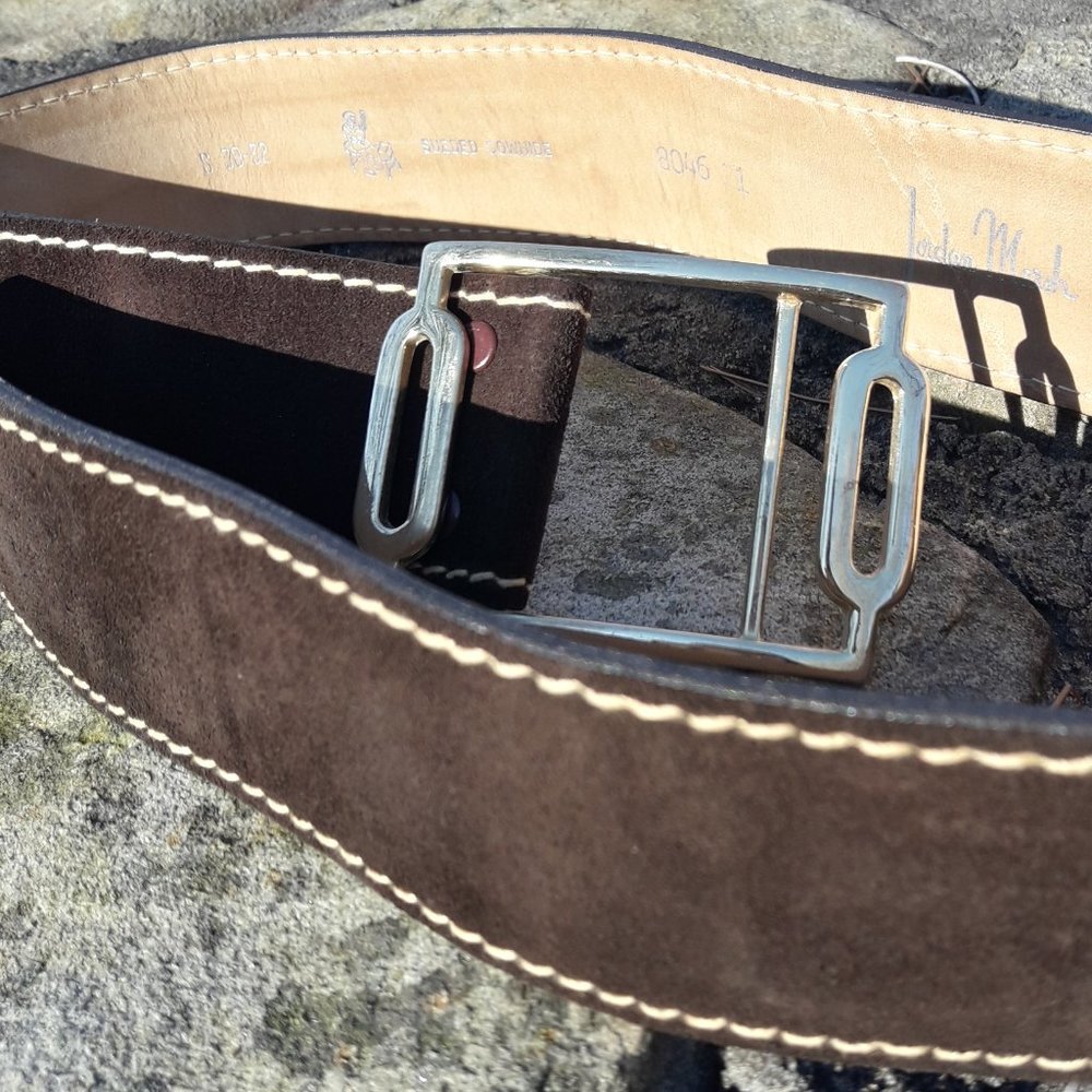 Real Leather Belt Genuine Cowhide Suede Gold Buckle Adjustable Length Strap - Picture 2 of 16